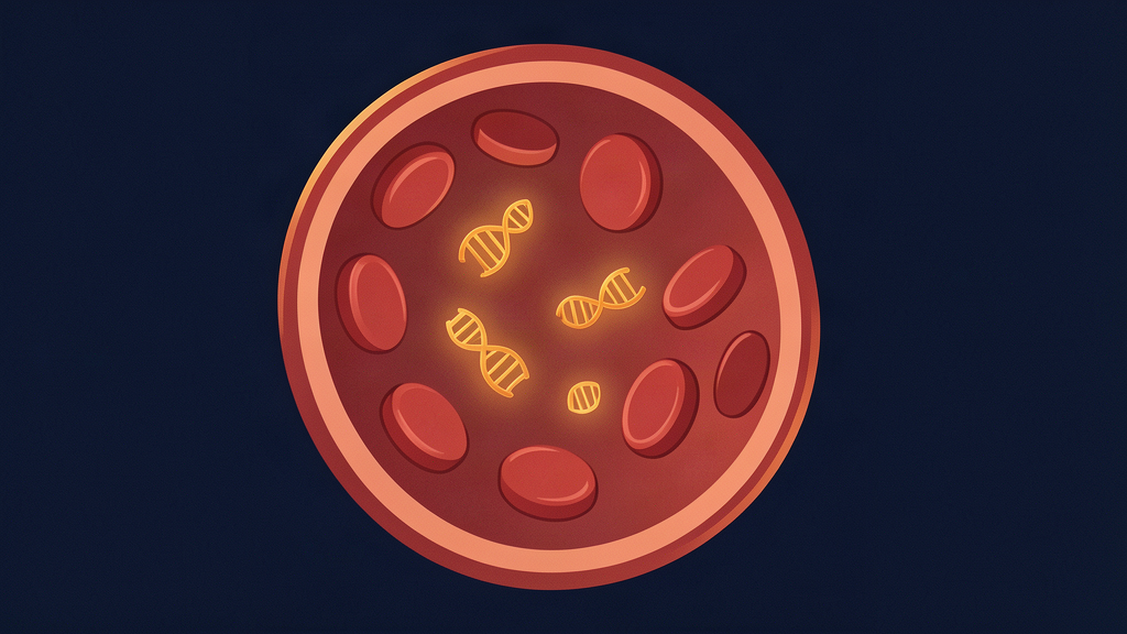 Ilustración de portada: Un análisis de sangre avisó de la recaída de mama 8 meses antes — en 17 de 18 casos positivos: qué dice (y qué no dice) el ctDNA sin biopsia de tejido