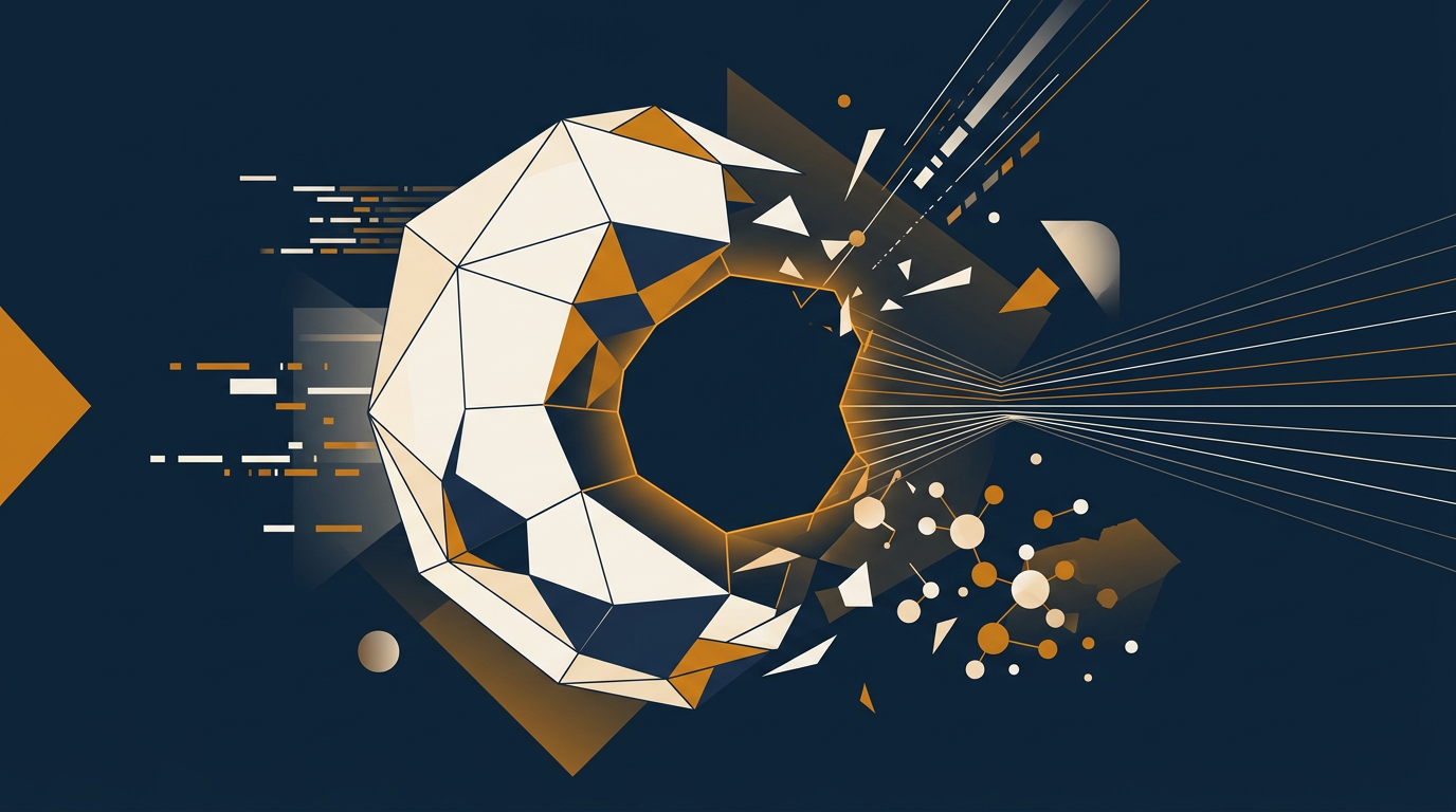 Ilustración abstracta en azul marino y ámbar para el artículo «Nothing About Us Without Us: Principles for Lived Experience-Informed »